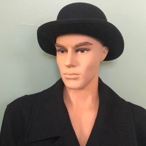 Webster Bee Bowler Vintage Mens Hat Black Wool Felt Medium
